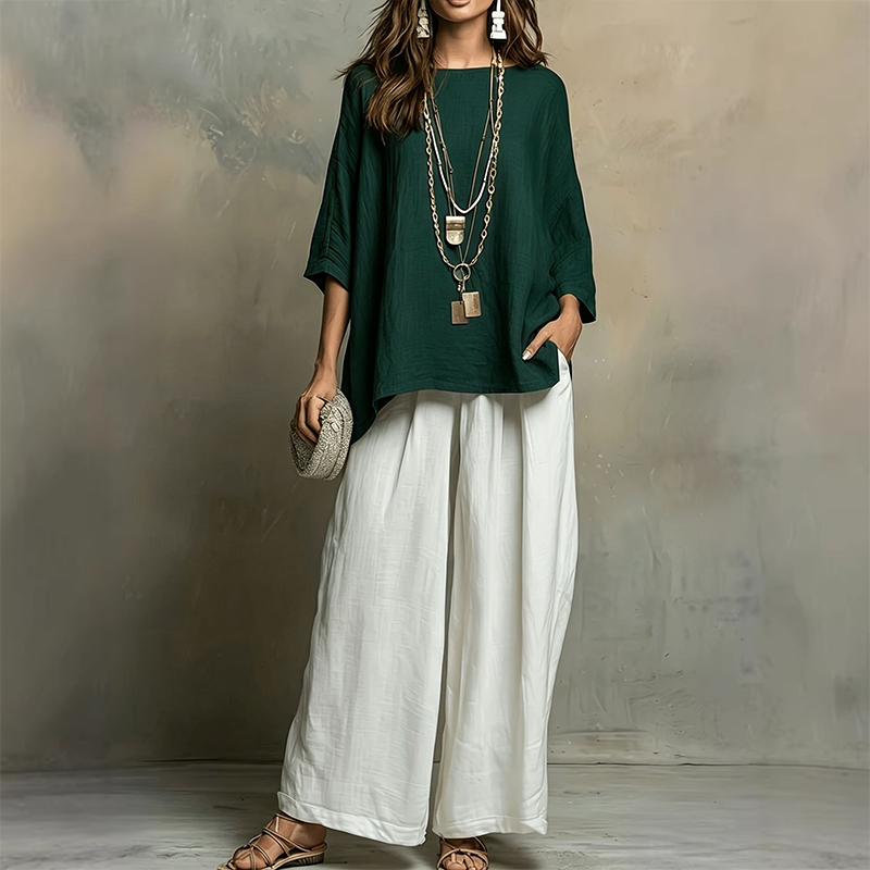 ⌛Limited-Time Offer-Women's Loose Top & Wide-Leg Pants 2-Piece Set