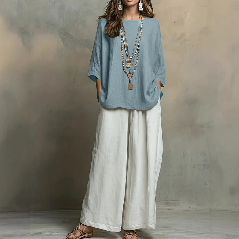 ⌛Limited-Time Offer-Women's Loose Top & Wide-Leg Pants 2-Piece Set
