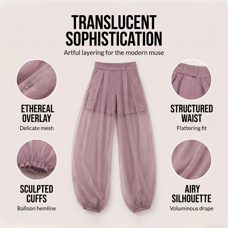 ⌛Limited-Time Offer-Women's Mesh Panel Lantern Pants