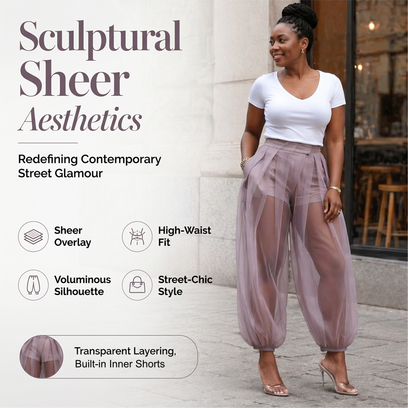 ⌛Limited-Time Offer-Women's Mesh Panel Lantern Pants