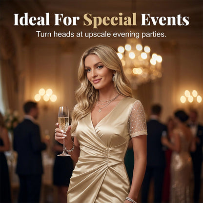 🔥Last-Day Sale-Women's V-Neck High Waist Cocktail Dress