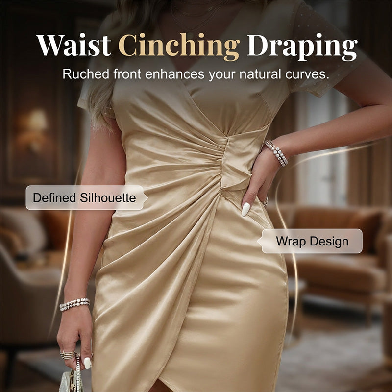 🔥Last-Day Sale-Women's V-Neck High Waist Cocktail Dress