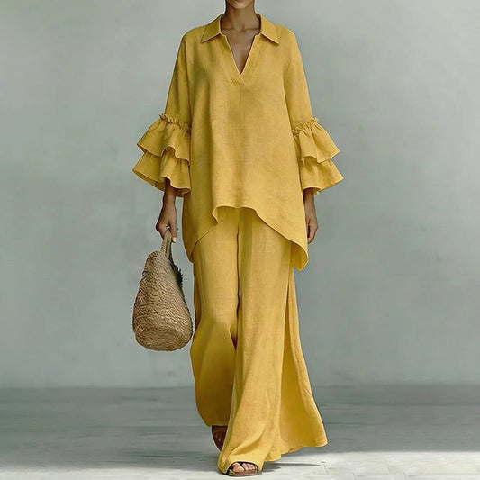 ⌛Limited-Time Offer-Women's Minimalist Long Sleeve Top & Wide Leg Pants