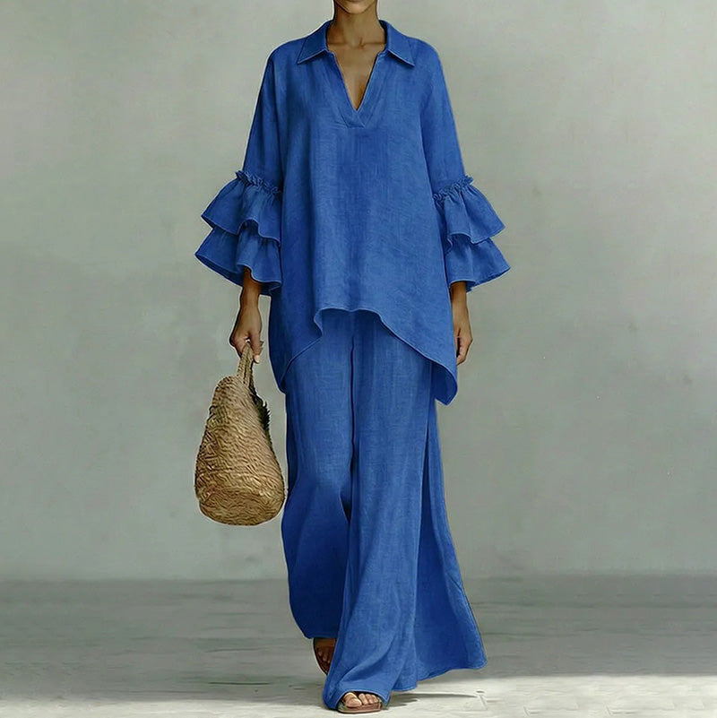 ⌛Limited-Time Offer-Women's Minimalist Long Sleeve Top & Wide Leg Pants