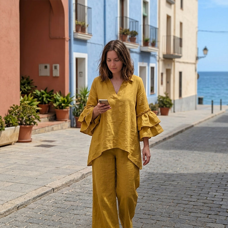 ⌛Limited-Time Offer-Women's Minimalist Long Sleeve Top & Wide Leg Pants