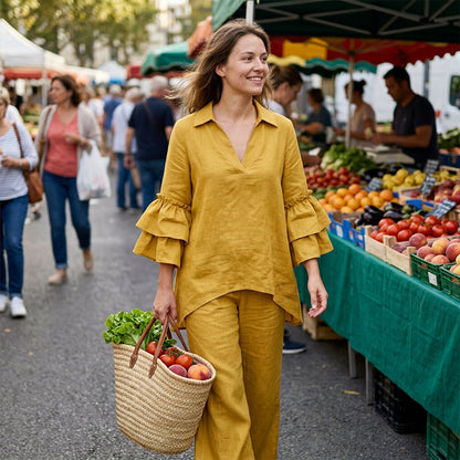⌛Limited-Time Offer-Women's Minimalist Long Sleeve Top & Wide Leg Pants