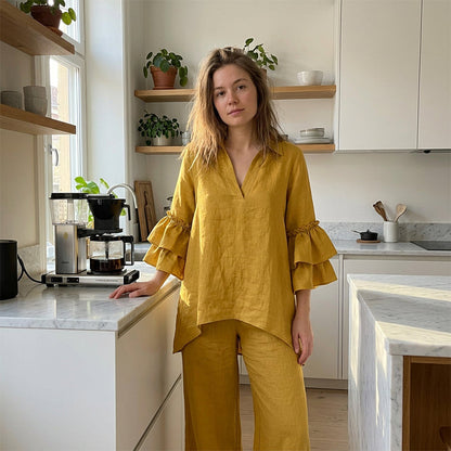 ⌛Limited-Time Offer-Women's Minimalist Long Sleeve Top & Wide Leg Pants
