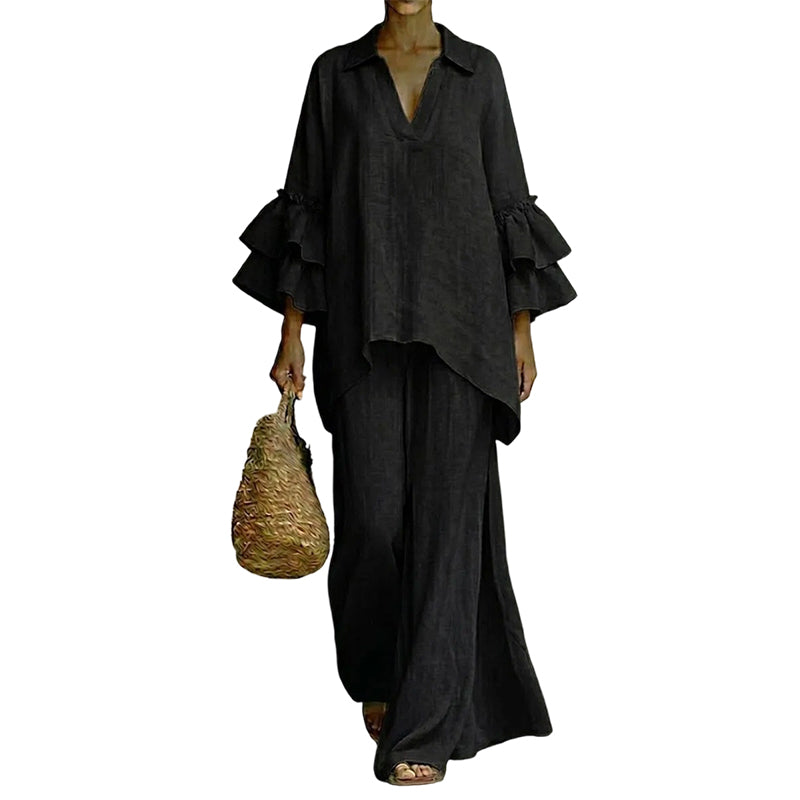 ⌛Limited-Time Offer-Women's Minimalist Long Sleeve Top & Wide Leg Pants