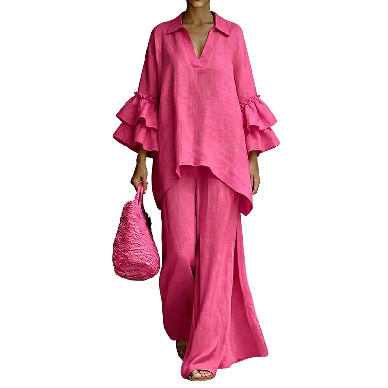 ⌛Limited-Time Offer-Women's Minimalist Long Sleeve Top & Wide Leg Pants