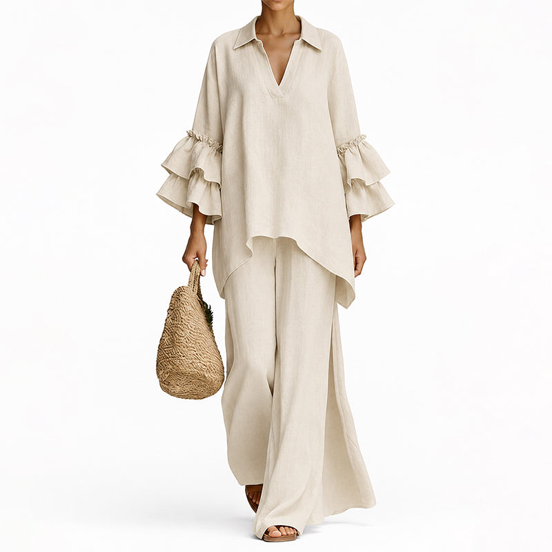⌛Limited-Time Offer-Women's Minimalist Long Sleeve Top & Wide Leg Pants