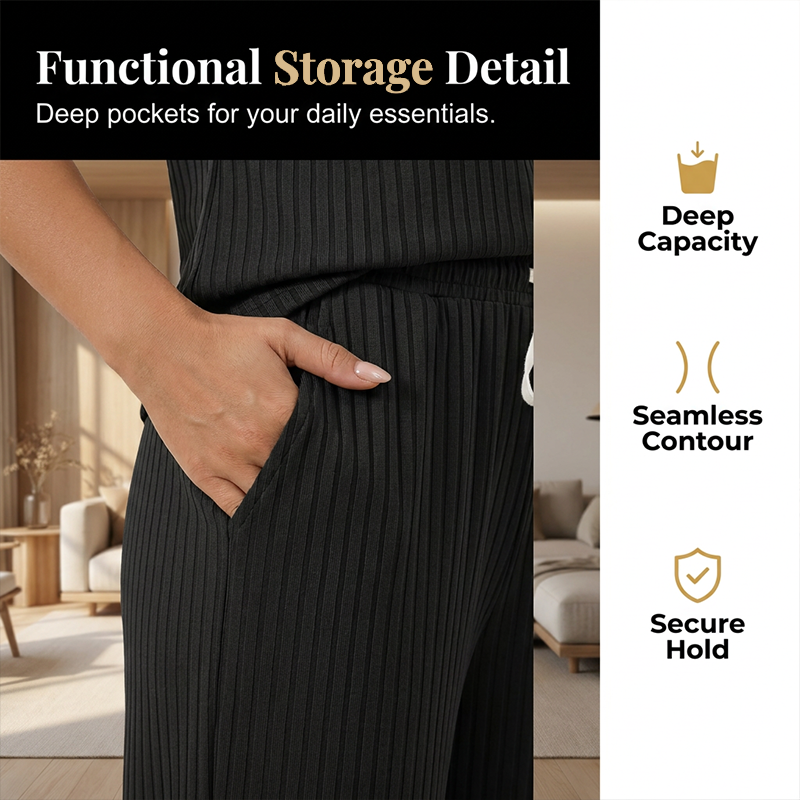 ⌛Limited-Time Offer-Women's Ribbed Knit Top & Pants 2-Piece Set