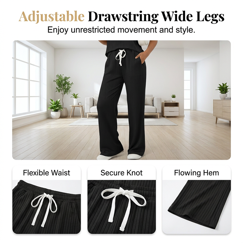 ⌛Limited-Time Offer-Women's Ribbed Knit Top & Pants 2-Piece Set