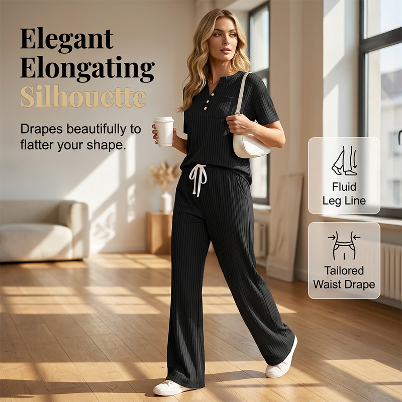 ⌛Limited-Time Offer-Women's Ribbed Knit Top & Pants 2-Piece Set