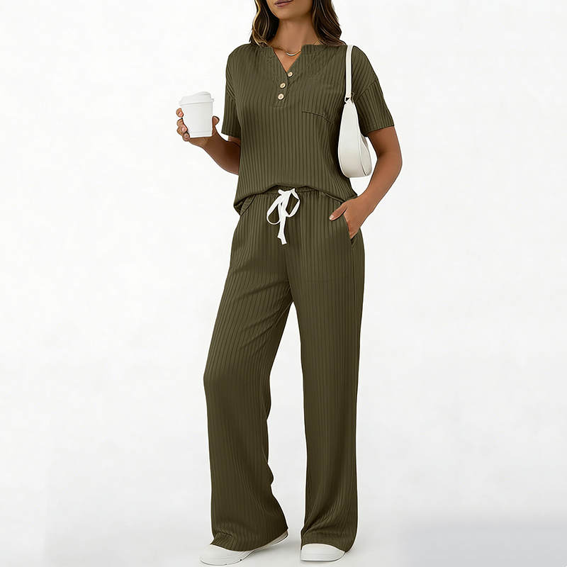 ⌛Limited-Time Offer-Women's Ribbed Knit Top & Pants 2-Piece Set