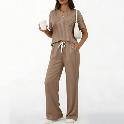 ⌛Limited-Time Offer-Women's Ribbed Knit Top & Pants 2-Piece Set