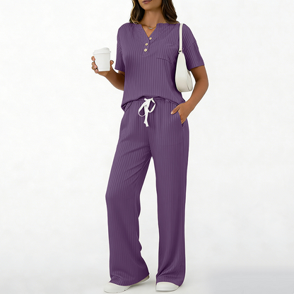 ⌛Limited-Time Offer-Women's Ribbed Knit Top & Pants 2-Piece Set
