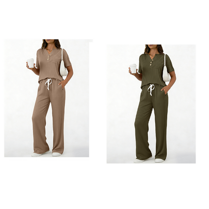 ⌛Limited-Time Offer-Women's Ribbed Knit Top & Pants 2-Piece Set