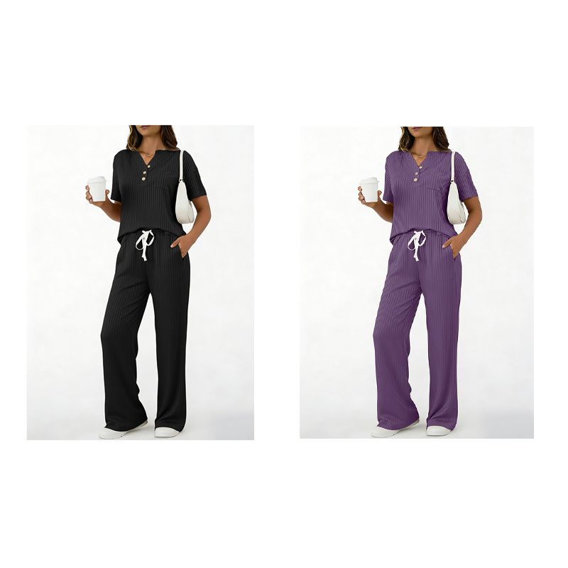 ⌛Limited-Time Offer-Women's Ribbed Knit Top & Pants 2-Piece Set
