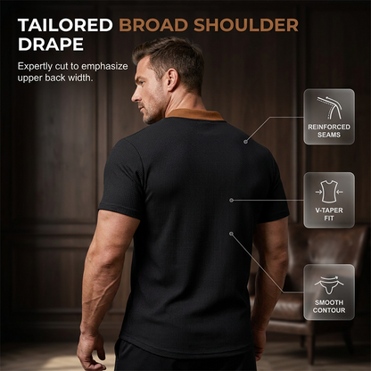 ⌛Limited-Time Offer-Men’s Waffle Knit T-Shirt Contrast Lace Up Casual Short Sleeve Tops