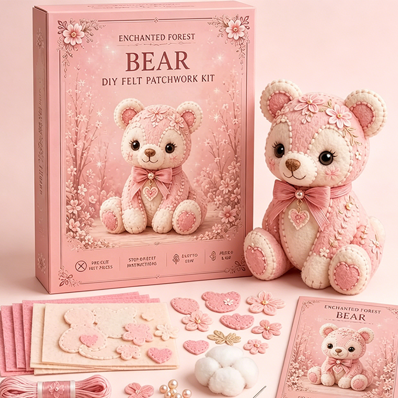 🎀50% OFF🎁Pink Enchanted Forest DIY Felt Patchwork Kit