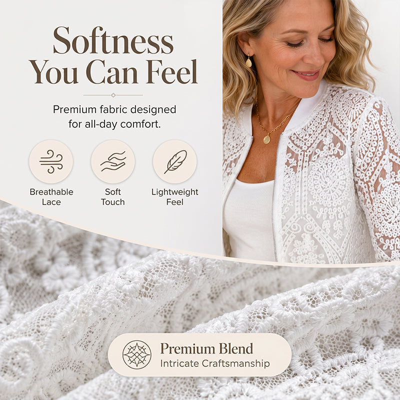 ⌛Limited-Time Offer-Women's Elegant Floral Lace Bomber Jacket