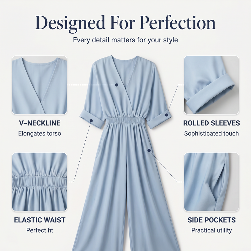 🔥New Arrivals & Special Offers-Women's Elegant V-Neck Wide-Leg Jumpsuit