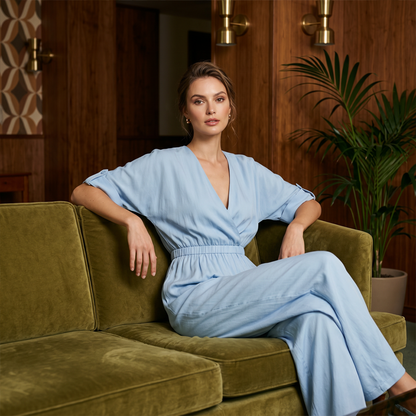 🔥New Arrivals & Special Offers-Women's Elegant V-Neck Wide-Leg Jumpsuit