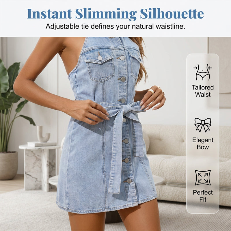 ⌛Limited-Time Offer-Waist-Defining Denim Dress