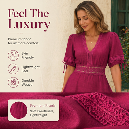 ⌛Limited-Time Offer-Women's V-Neck Lace Tiered Ruffle Dress