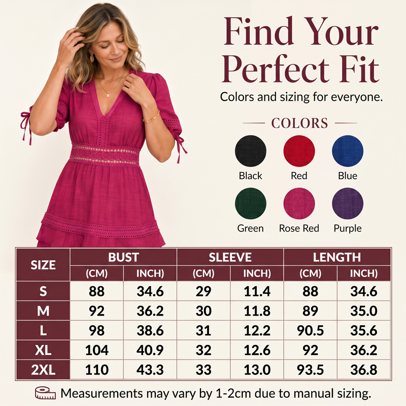 ⌛Limited-Time Offer-Women's V-Neck Lace Tiered Ruffle Dress