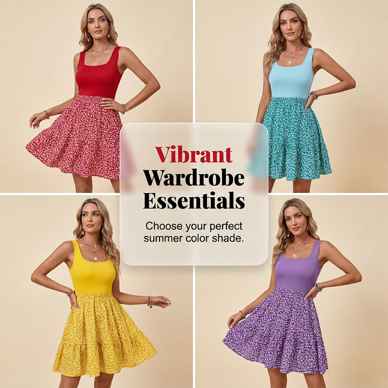 ⌛Limited-Time Offer-Women's Summer Square Neck Floral Dress