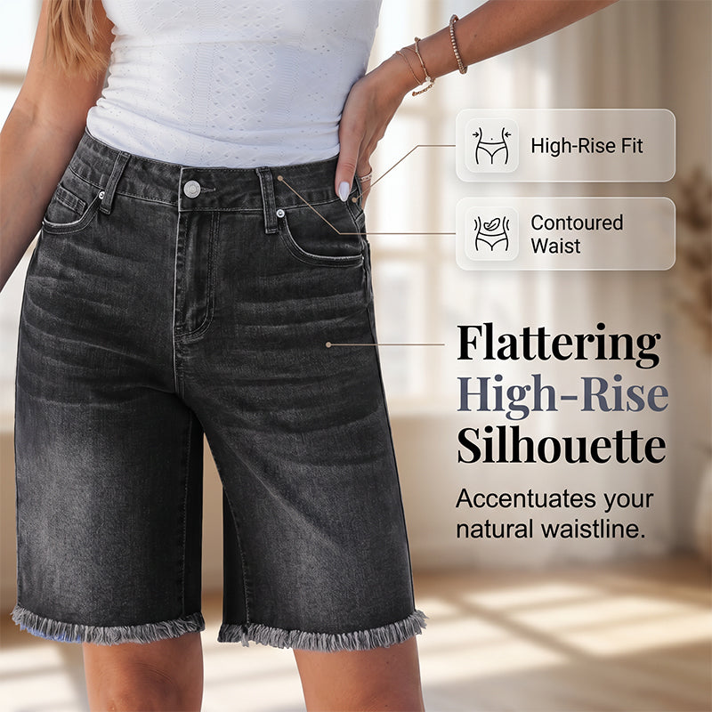 🔥Last-Day Sale-Women’s Casual High Waisted Fringed Denim Shorts