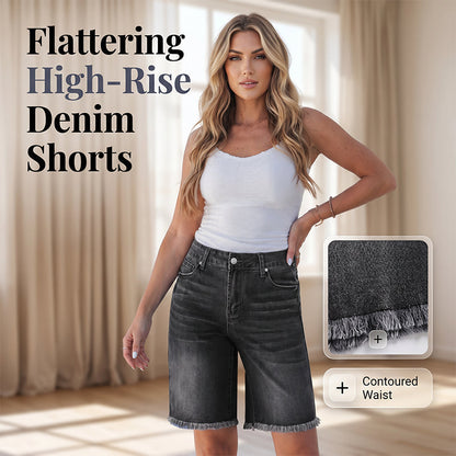 🔥Last-Day Sale-Women’s Casual High Waisted Fringed Denim Shorts