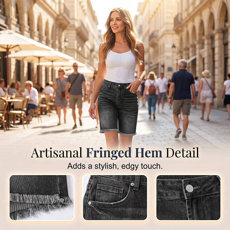 🔥Last-Day Sale-Women’s Casual High Waisted Fringed Denim Shorts