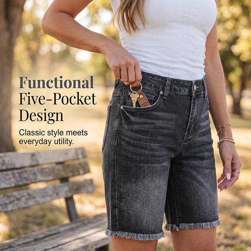 🔥Last-Day Sale-Women’s Casual High Waisted Fringed Denim Shorts