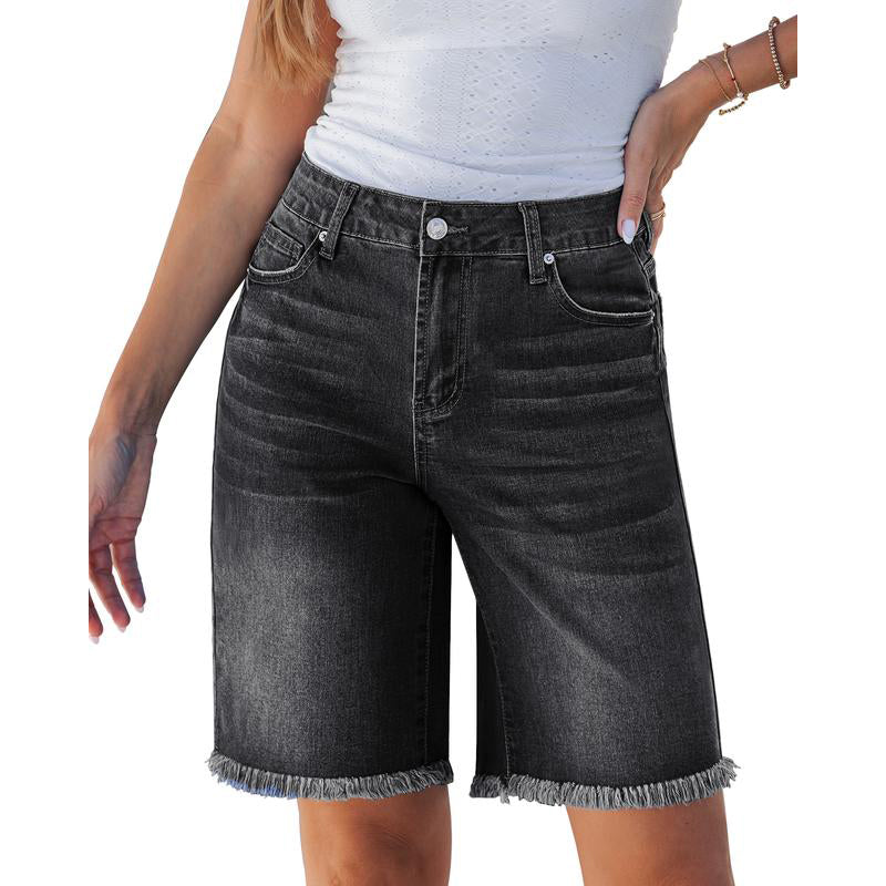 🔥Last-Day Sale-Women’s Casual High Waisted Fringed Denim Shorts