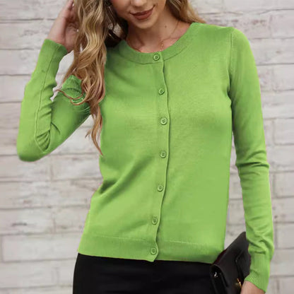 🎉 LIMITED TIME 50% OFF! 🧥 Women's Classic Crew Neck Cardigan – 50K+ Sold! Slim-Fit Design & Full Button Front 💝
