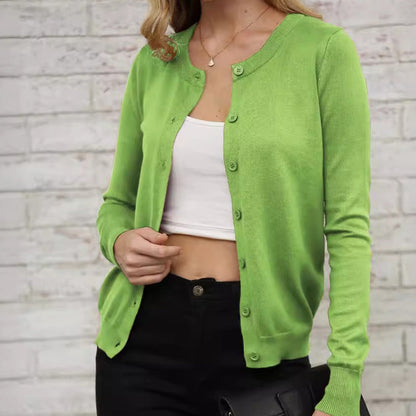 🎉 LIMITED TIME 50% OFF! 🧥 Women's Classic Crew Neck Cardigan – 50K+ Sold! Slim-Fit Design & Full Button Front 💝