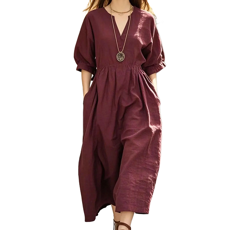 ⌛Limited-Time Offer-Women's Casual V-Neck Maxi Dress with Pockets