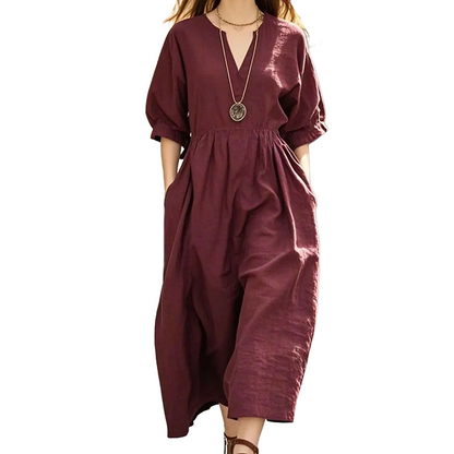 ⌛Limited-Time Offer-Women's Casual V-Neck Maxi Dress with Pockets
