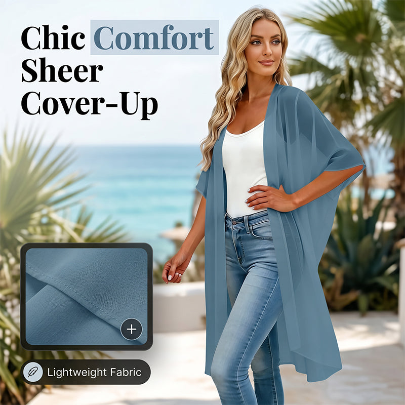 ⌛Limited-Time Offer-Women's Loose Solid Color Cover-Up Dress with Square Neck and Bow-Knot