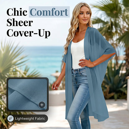 ⌛Limited-Time Offer-Women's Loose Solid Color Cover-Up Dress with Square Neck and Bow-Knot
