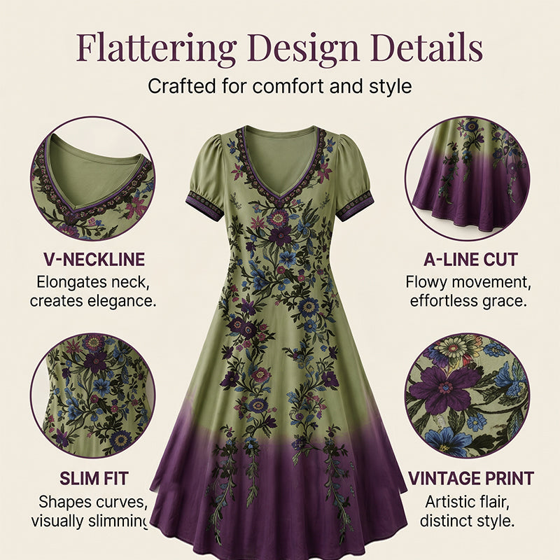 🔥New Arrivals & Special Offers-Women's Vintage V-Neck Floral Maxi Dress