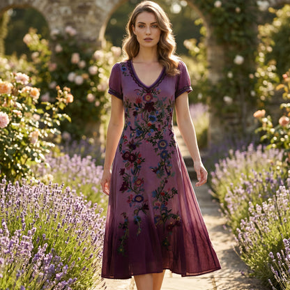 🔥New Arrivals & Special Offers-Women's Vintage V-Neck Floral Maxi Dress
