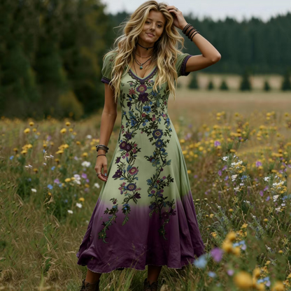 🔥New Arrivals & Special Offers-Women's Vintage V-Neck Floral Maxi Dress