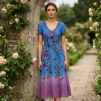 🔥New Arrivals & Special Offers-Women's Vintage V-Neck Floral Maxi Dress