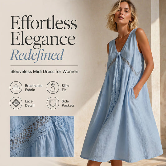 🔥New Arrivals & Special Offers-Women's Sleeveless Lace Trim V-Neck Dress