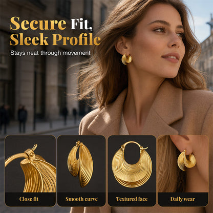 🔥New Arrivals & Best Sellers-Women's Fashion Textured Hoop Earrings