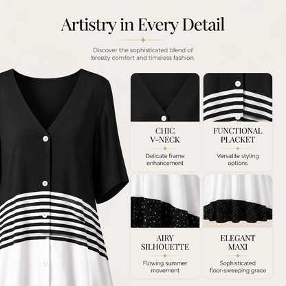 ⌛Limited-Time Offer-Women's Summer V-Neck Button-Up Maxi Dress
