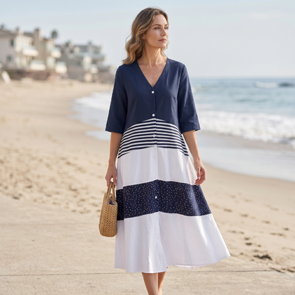 ⌛Limited-Time Offer-Women's Summer V-Neck Button-Up Maxi Dress
